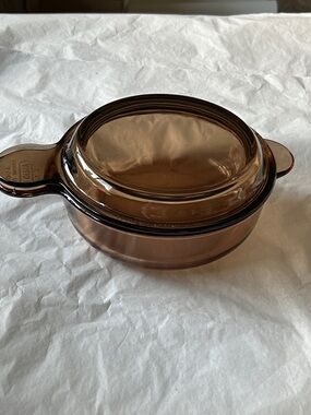 Vintage Vision Ware Brown Gran It With Lid